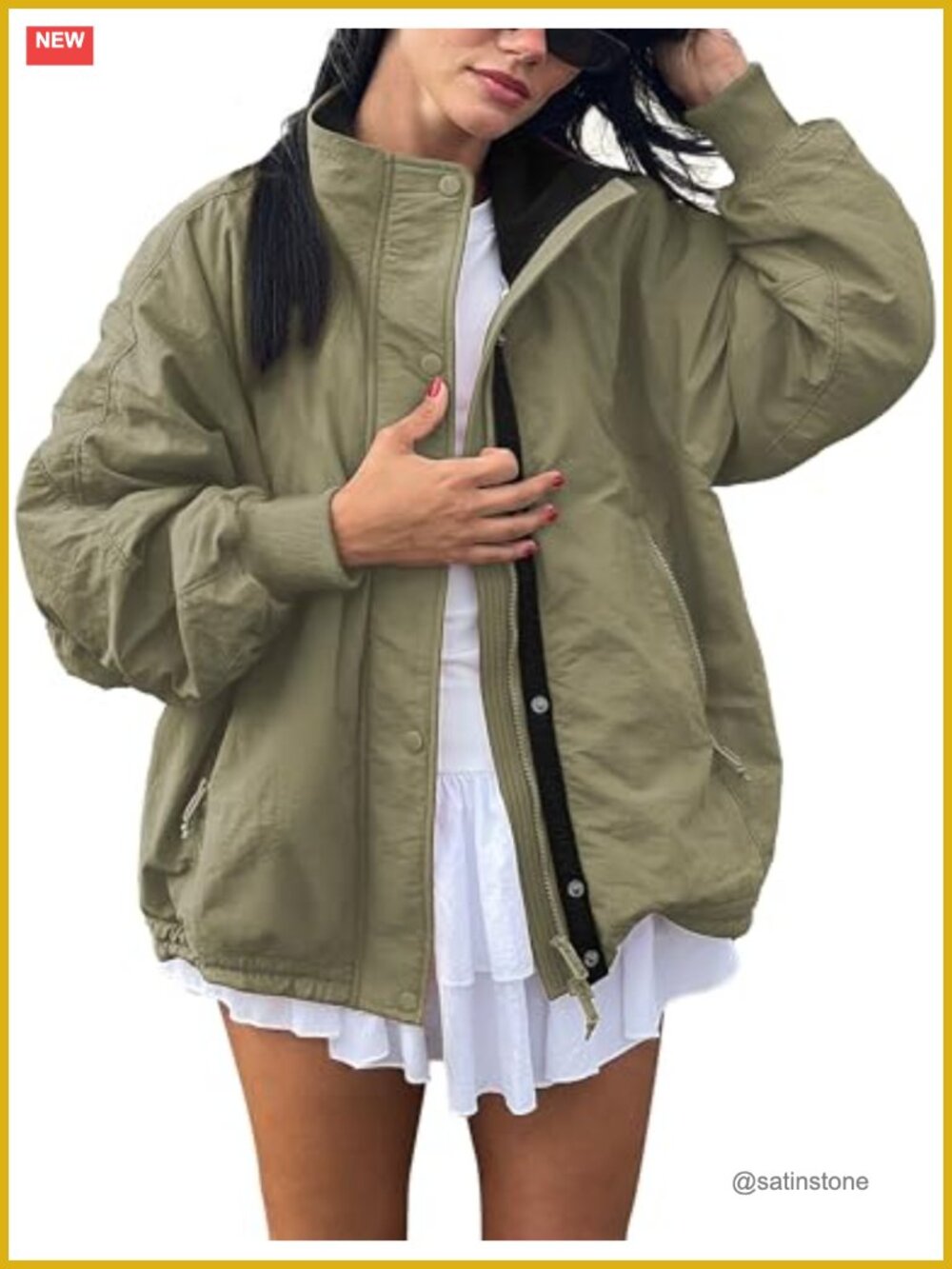 Women's Windproof Fleece Lined Lightweight Outdoor Jacket Zip Front Coat